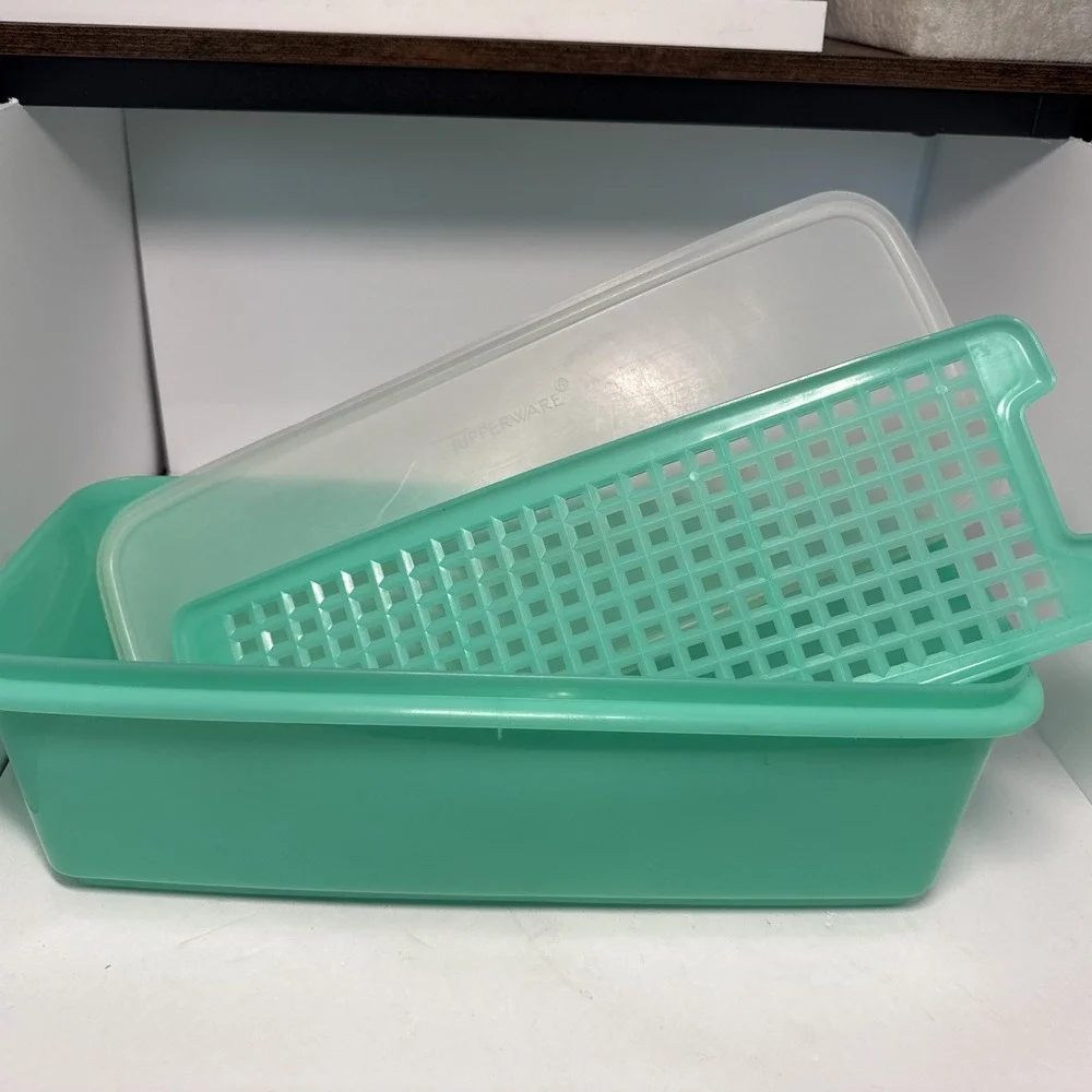 VTG Tupperware Lot 3 Crisp It Bowl‎ 679 Colander 339 Crisper 782 Jadeite Green